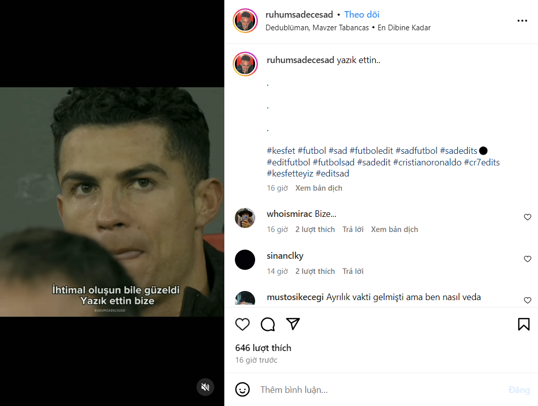 Chọn tải video Ronaldo từ Instagram mà bạn muốn và yêu thích